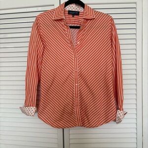 Jones New York Striped Orange Shirt